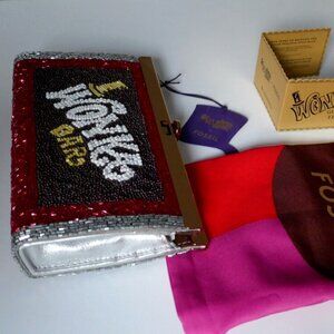 Fossil WILLY WONKA and the CHOCOLATE FACTORY Chocolate Bar Clutch Beaded Bag NEW